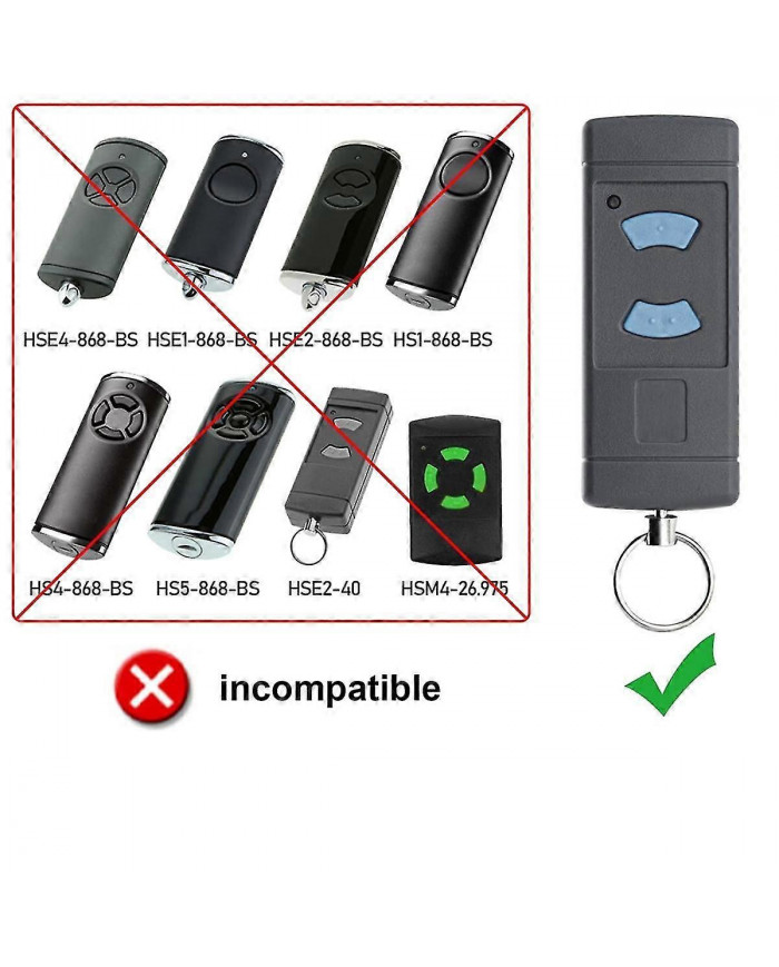 Lot de 2 émetteurs portatifs à distance pour porte de garage de remplacement pour HSE2-868 HS4-868 HSM4-868 Promatic