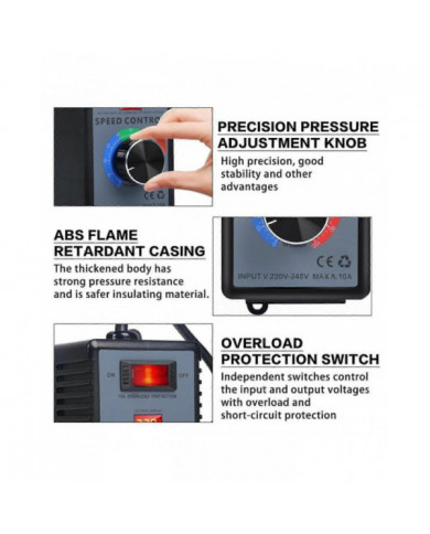 Régulateur de vitesse 230 V, convertisseur de fréquence 230 V, régulateur de tension moteur AC 220 V 10 A [...]