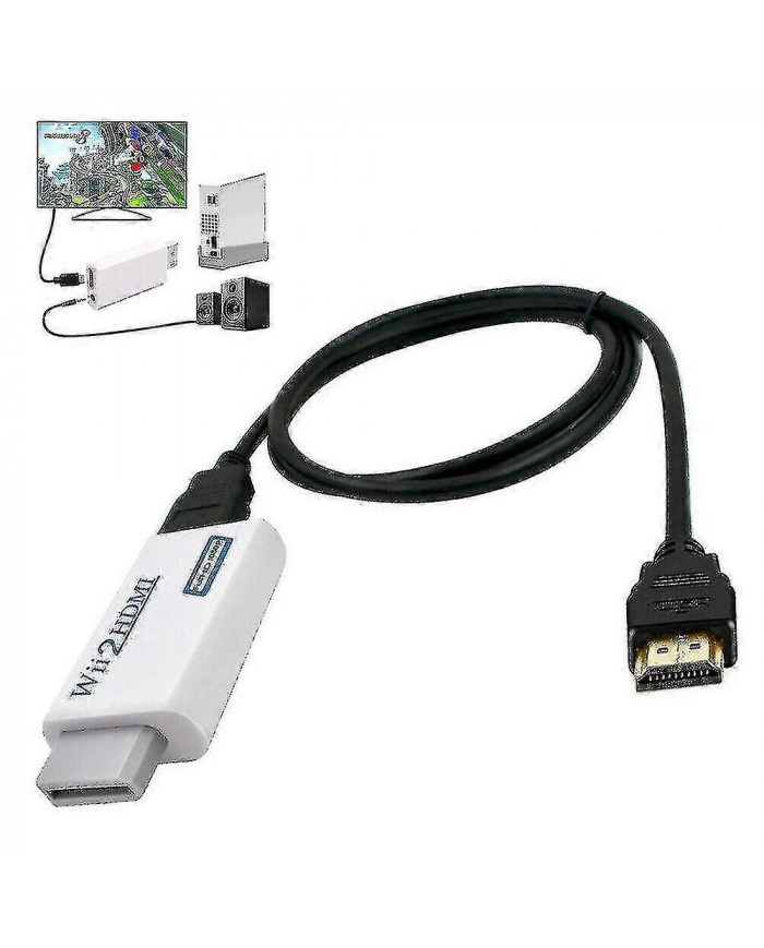 Adaptateur convertisseur Wii vers HDMI avec câble de conversion haute vitesse de 1,5 m