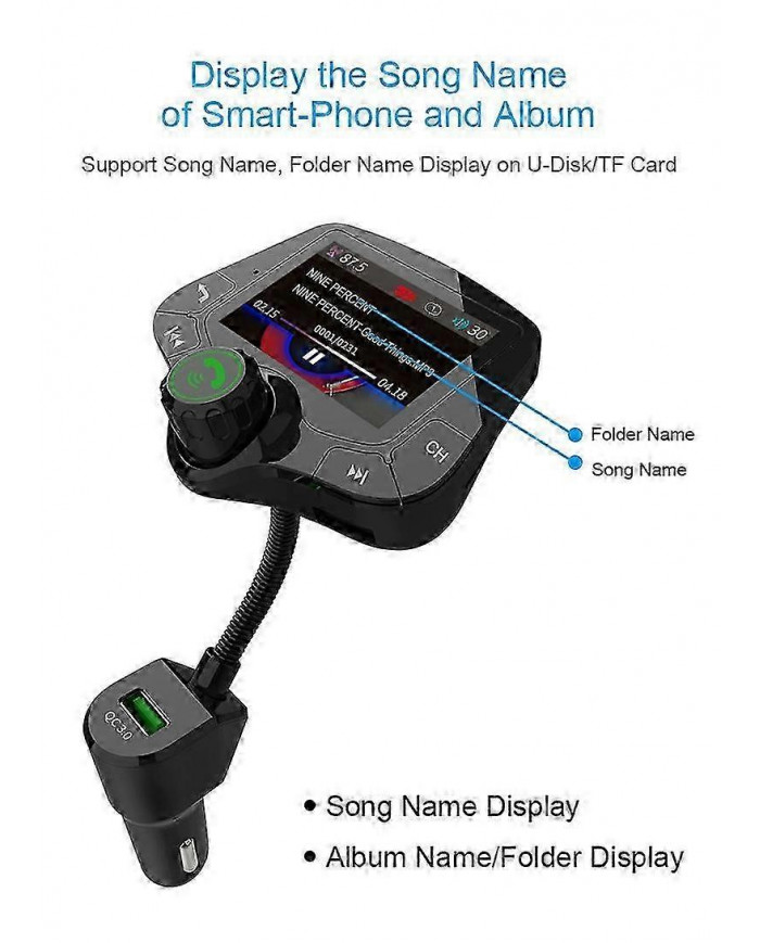 Adaptateur Dab/Dab+ avec chargement USB, Bluetooth et 2 écrans radio numériques