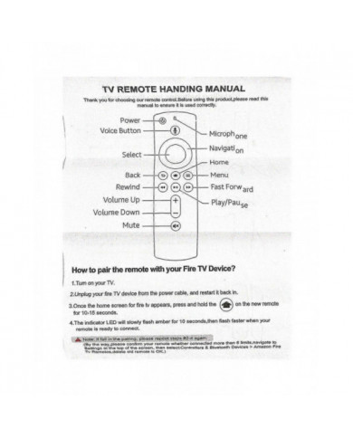 L5b83h pour Amazon E9l29y 3rd Gen Alexa Voice Fire Tv Stick Télécommande