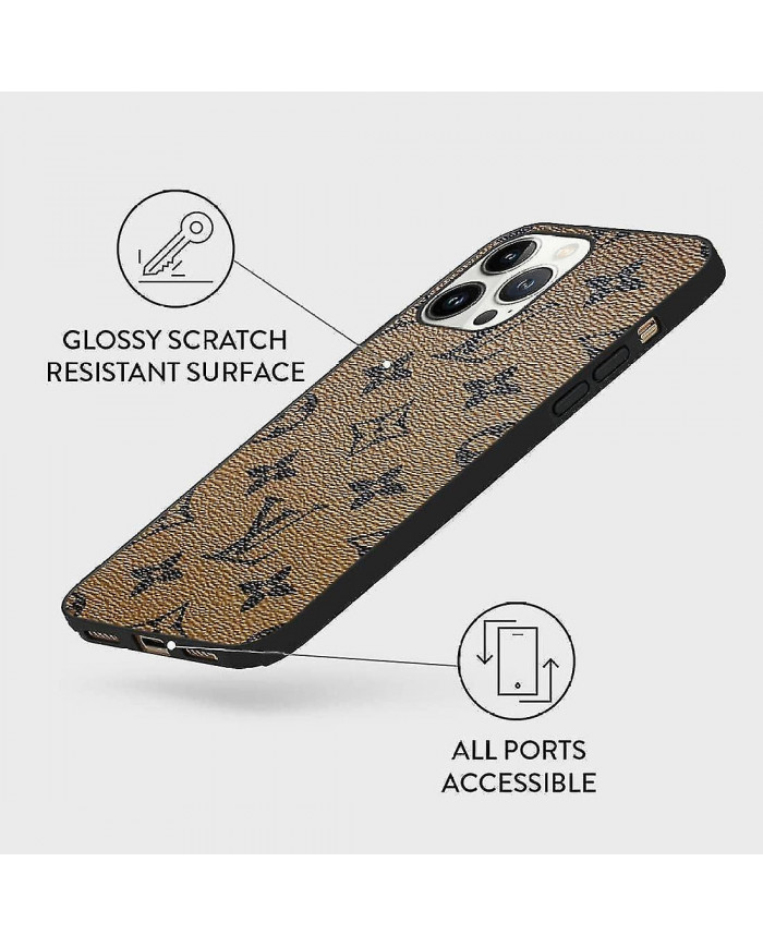 Coque de téléphone pour femme Iphone 15-11 de luxe, coque en cuir PU de style classique, coque de téléphone mince [...]