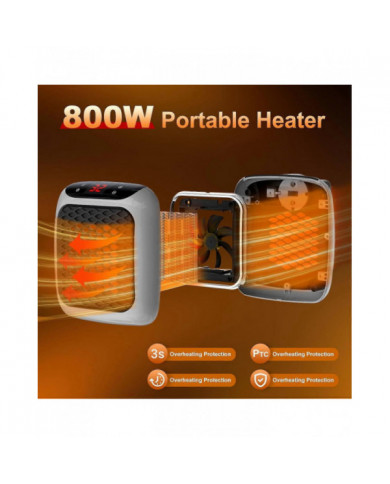 Radiateur portable, radiateur enfichable en céramique de 800 W, radiateur soufflant électrique avec télécommande, [...]
