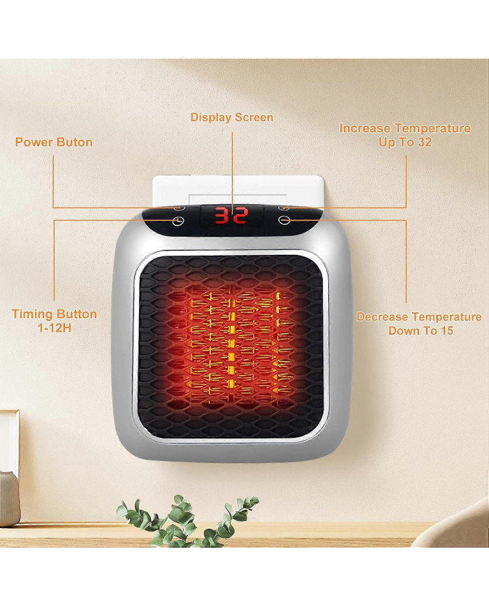 Radiateur portable, radiateur enfichable en céramique de 800 W, radiateur soufflant électrique avec télécommande, [...]