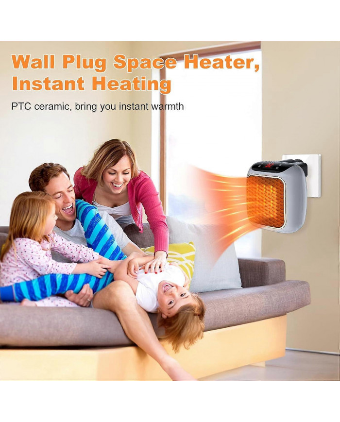 Radiateur portable, radiateur enfichable en céramique de 800 W, radiateur soufflant électrique avec télécommande, [...]