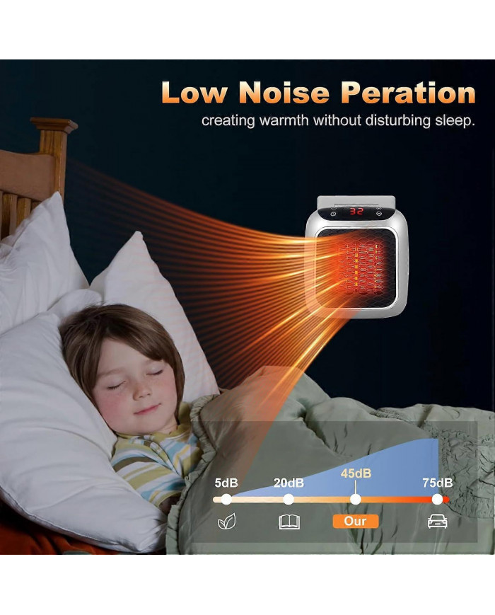 Radiateur portable, radiateur enfichable en céramique de 800 W, radiateur soufflant électrique avec télécommande, [...]