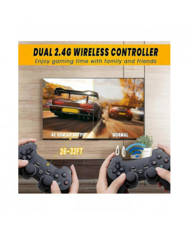 20000+ jeux 4K sans fil rétro console de jeu, plug and play bâton de jeu vidéo avec contrôleurs sans fil 2.4G (64G)