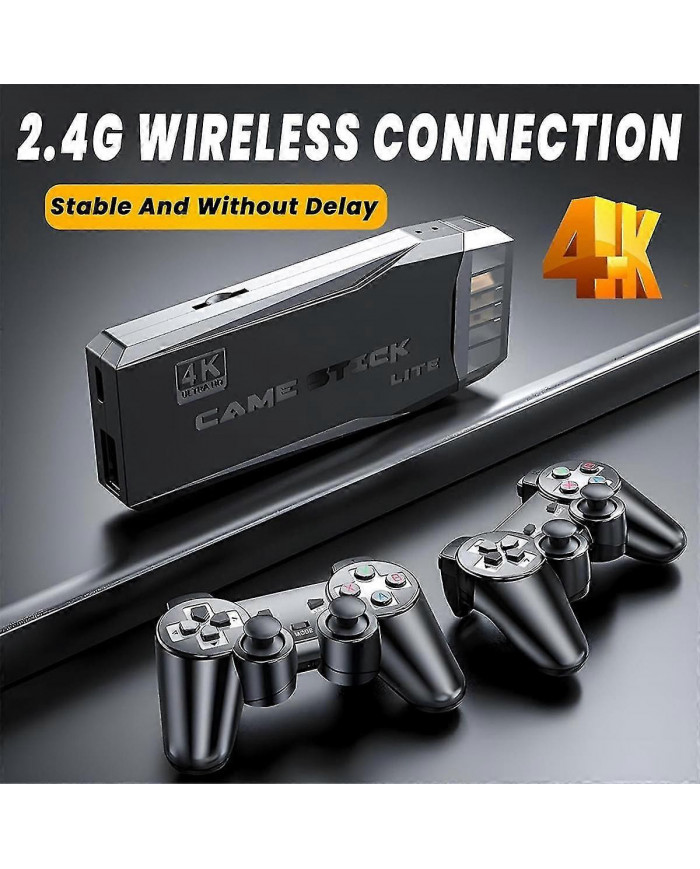 20000+ jeux 4K sans fil rétro console de jeu, plug and play bâton de jeu vidéo avec contrôleurs sans fil 2.4G (64G)