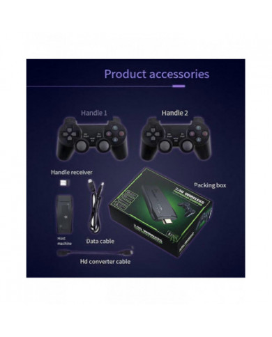 20000+ jeux 4K sans fil rétro console de jeu, plug and play bâton de jeu vidéo avec contrôleurs sans fil 2.4G (64G)