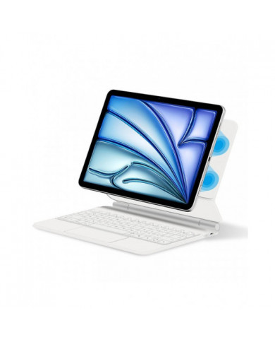 Pour iPad Air 11 (2024) (M2) Clavier Bluetooth Suspension Magnétique PC + PU Étui pour tablette en cuir - Blanc