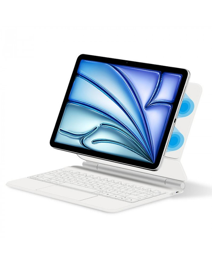 Pour iPad Air 11 (2024) (M2) Clavier Bluetooth Suspension Magnétique PC + PU Étui pour tablette en cuir - Blanc