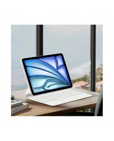 Pour iPad Air 11 (2024) (M2) Clavier Bluetooth Suspension Magnétique PC + PU Étui pour tablette en cuir - Blanc