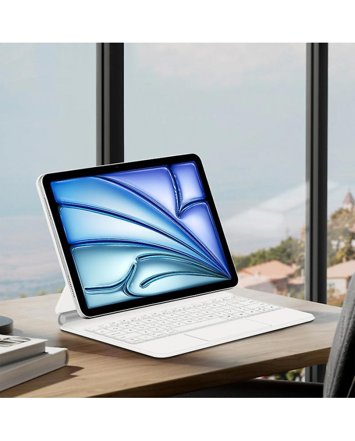 Pour iPad Air 11 (2024) (M2) Clavier Bluetooth Suspension Magnétique PC + PU Étui pour tablette en cuir - Blanc