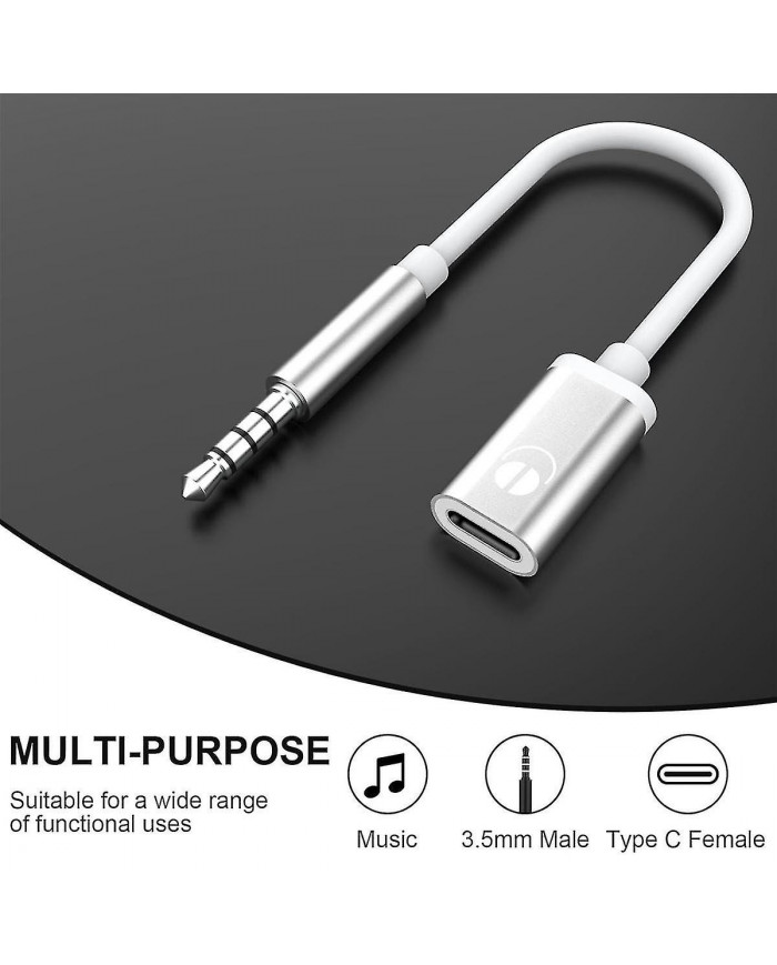 Cordon de câble audio mâle de type C femelle de 3,5 mm, adaptateur audio audio analogique pour casque d’écoute [...]