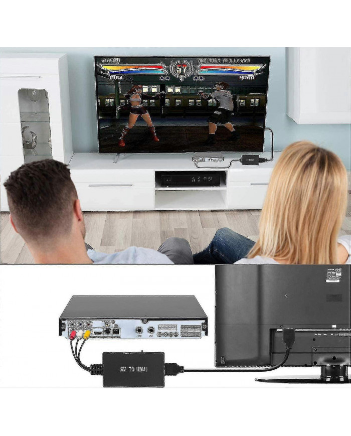 Convertisseur Rca vers Hdmi, prise en charge de l’adaptateur composite vers Hdmi 1080p Pal / ntsc
