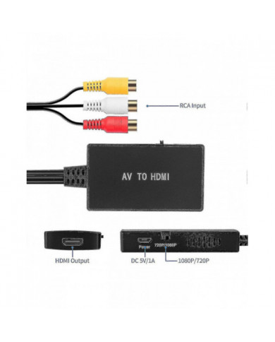 Convertisseur Rca vers Hdmi, prise en charge de l’adaptateur composite vers Hdmi 1080p Pal / ntsc
