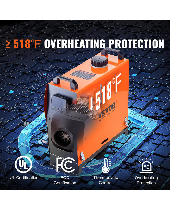 Chauffage d’air diesel tout-en-un 12V 8KW LCD télécommande pour voiture RV à l’intérieur