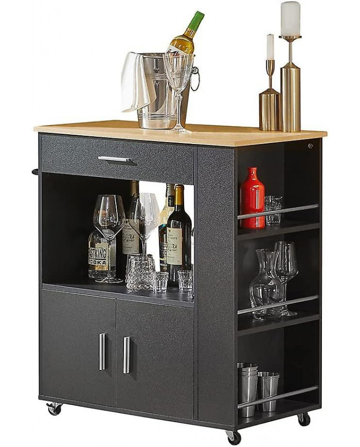 SoBuy Chariot de cuisine Servant Trolley Armoire à micro-ondes, FKW113-SCH