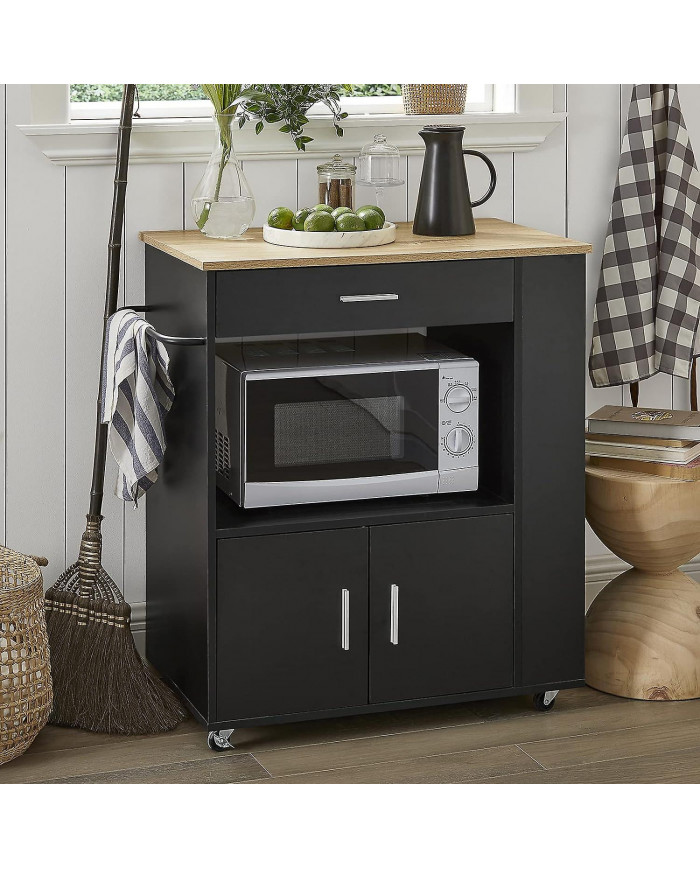 SoBuy Chariot de cuisine Servant Trolley Armoire à micro-ondes, FKW113-SCH