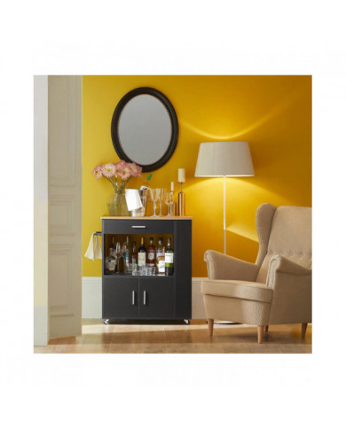 SoBuy Chariot de cuisine Servant Trolley Armoire à micro-ondes, FKW113-SCH