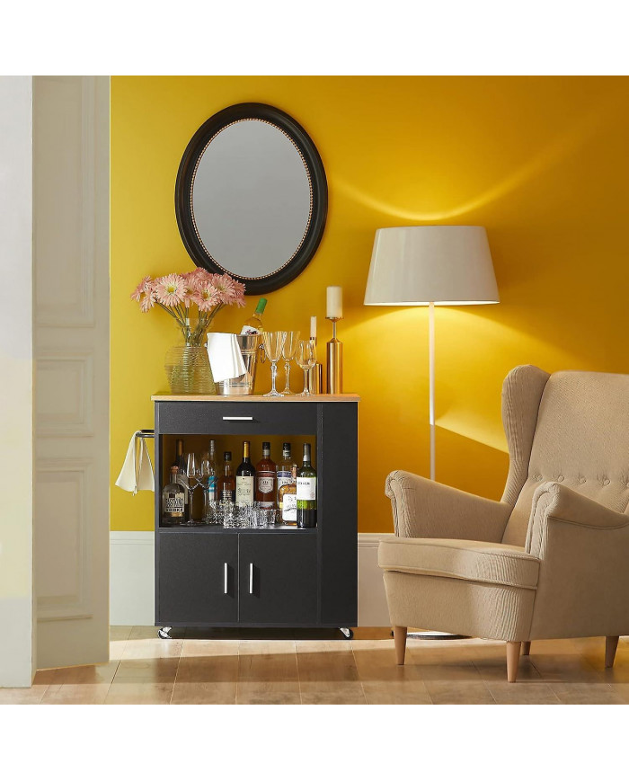 SoBuy Chariot de cuisine Servant Trolley Armoire à micro-ondes, FKW113-SCH