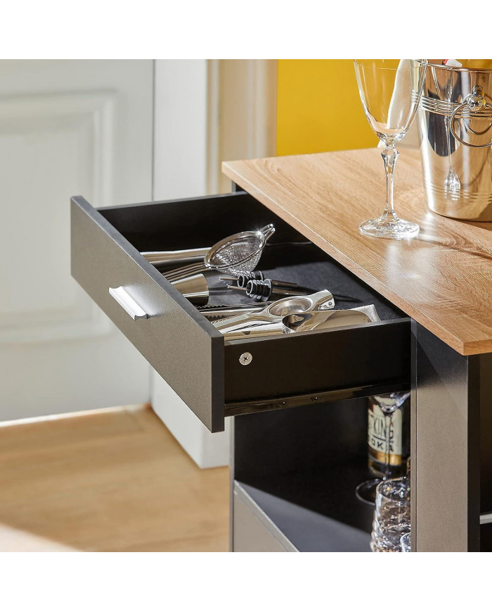 SoBuy Chariot de cuisine Servant Trolley Armoire à micro-ondes, FKW113-SCH