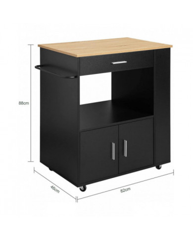 SoBuy Chariot de cuisine Servant Trolley Armoire à micro-ondes, FKW113-SCH