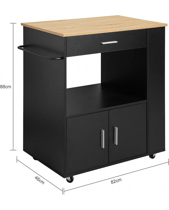 SoBuy Chariot de cuisine Servant Trolley Armoire à micro-ondes, FKW113-SCH