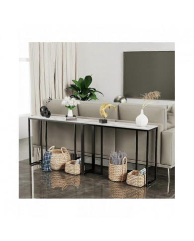 Étroit mince marbre console table couloir entrée porche table d’appoint canapé table d’appoint