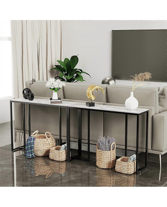 Étroit mince marbre console table couloir entrée porche table d’appoint canapé table d’appoint