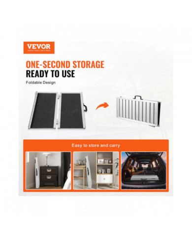 Rampe d’accès portable pour fauteuil roulant, capacité de 3 pi 800 lb, rampe de seuil pliante en aluminium [...]