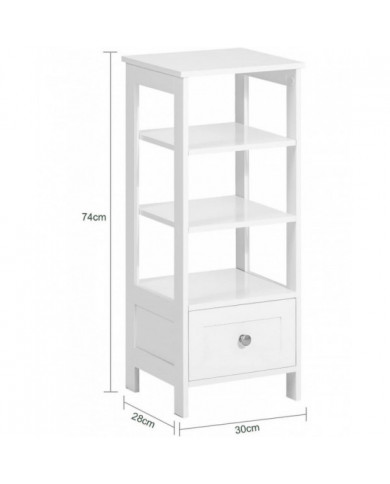 SoBuy Shelving Ladder Table d’appoint avec tiroir et 4 étagères, FBT91-W