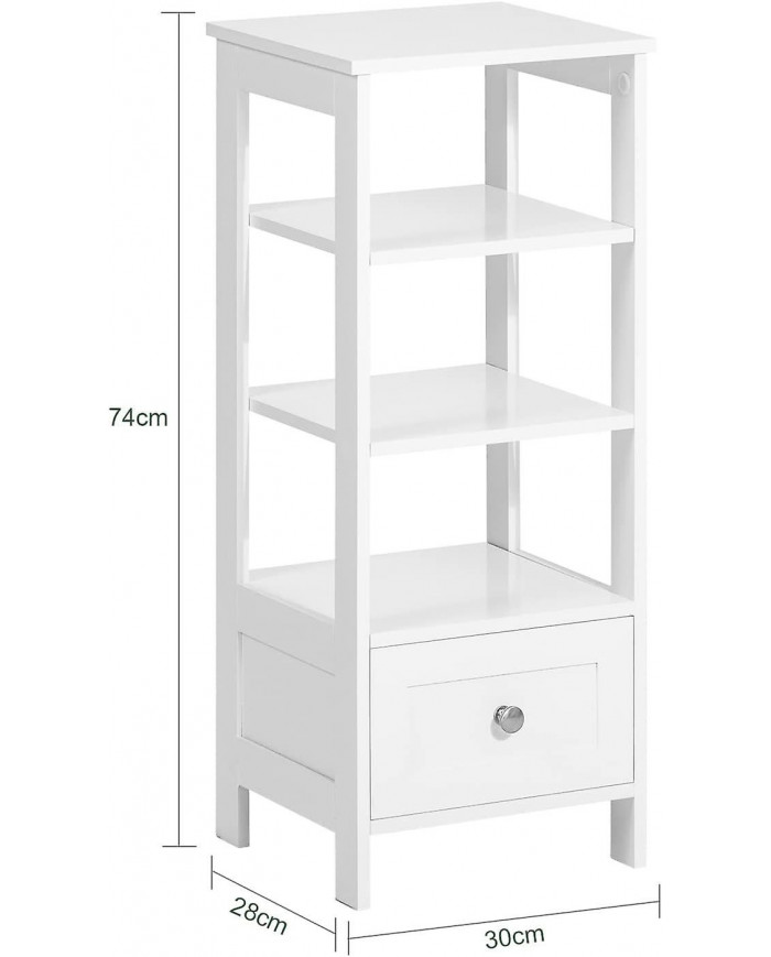 SoBuy Shelving Ladder Table d’appoint avec tiroir et 4 étagères, FBT91-W