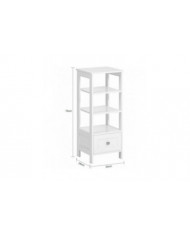 SoBuy Shelving Ladder Table d’appoint avec tiroir et 4 étagères, FBT91-W