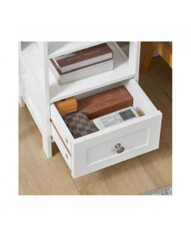 SoBuy Shelving Ladder Table d’appoint avec tiroir et 4 étagères, FBT91-W