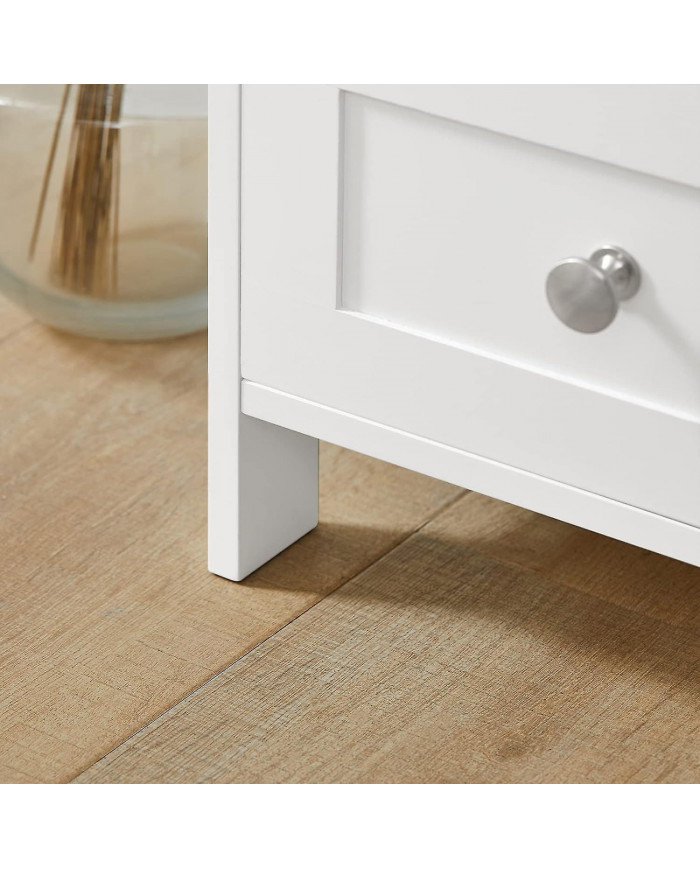 SoBuy Shelving Ladder Table d’appoint avec tiroir et 4 étagères, FBT91-W