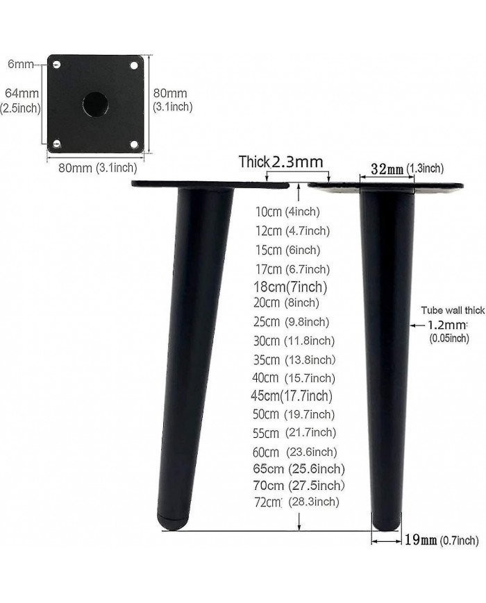 4 Pack 30cm Longueur Métal Table Pieds Pour Meubles Modernes Armoire Armoire Bureau Chaise Ottoman Remplacement [...]