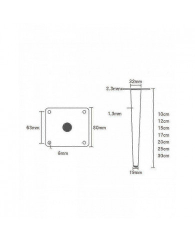 Ensemble de 4 pieds de meuble, pied de canapé inclinable, pied de table armoire pieds de chevet pieds en métal, [...]