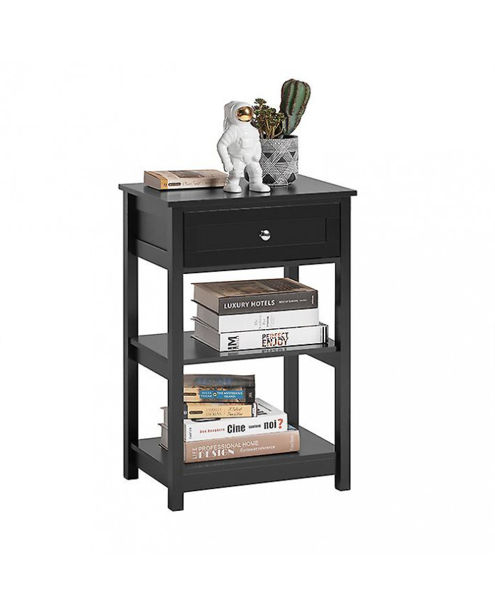 SoBuy à côté de la Table de bout avec tiroirs noir, FBT46-SCH