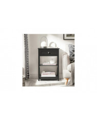 SoBuy à côté de la Table de bout avec tiroirs noir, FBT46-SCH