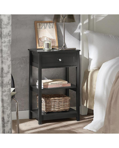 SoBuy à côté de la Table de bout avec tiroirs noir, FBT46-SCH