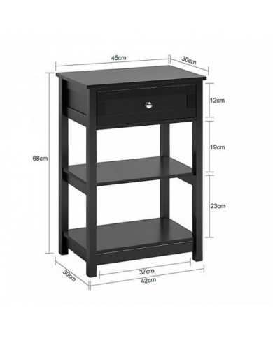 SoBuy à côté de la Table de bout avec tiroirs noir, FBT46-SCH