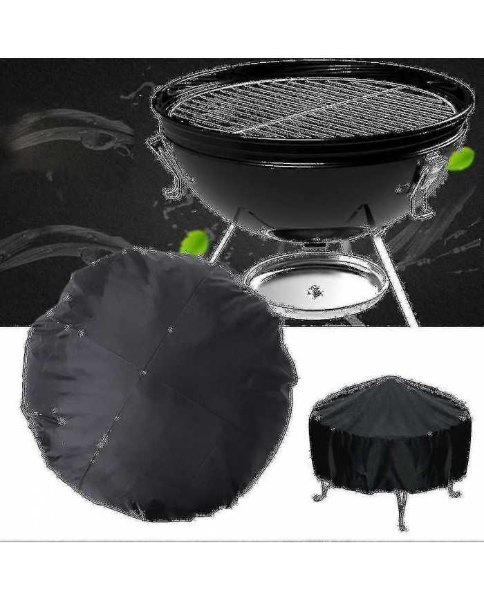 112cm Extérieur Rond Noir Rond Imperméable à l’eau Bbq Grill Couverture Poussière Couverture Patio Fire Pit Cover
