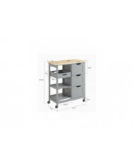 SoAcheter Chariot de cuisine Chariot de Cuisine Chariot de rangement,Gris,FKW79-HG
