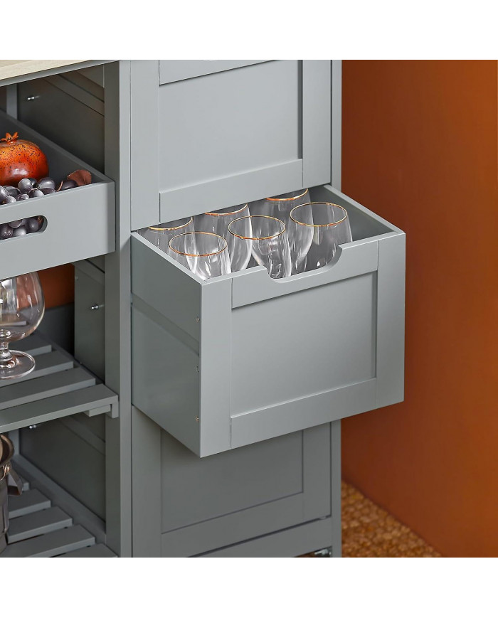 SoAcheter Chariot de cuisine Chariot de Cuisine Chariot de rangement,Gris,FKW79-HG