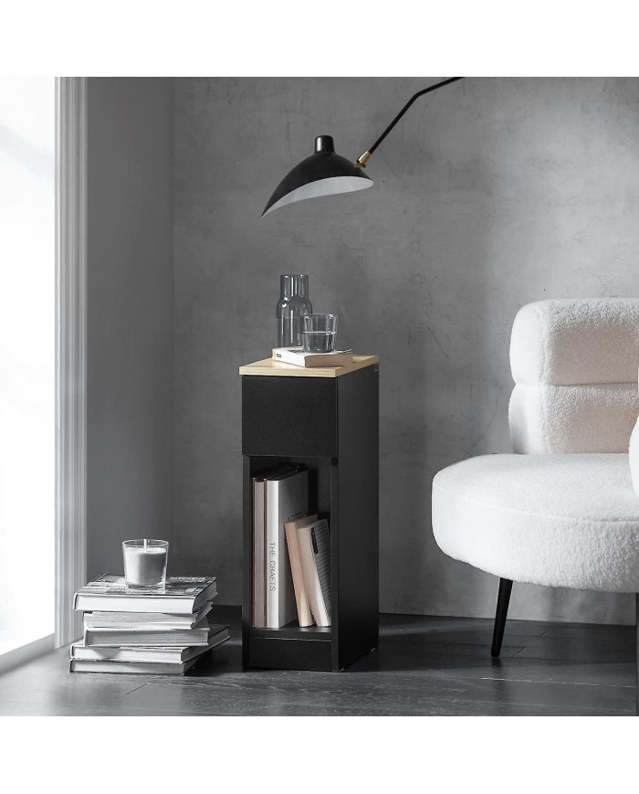 SoBuy Table de chevet Table d’Appoint Table Lampe Table Noir & Naturel, FBT111-SCH