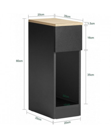 SoBuy Table de chevet Table d’Appoint Table Lampe Table Noir & Naturel, FBT111-SCH