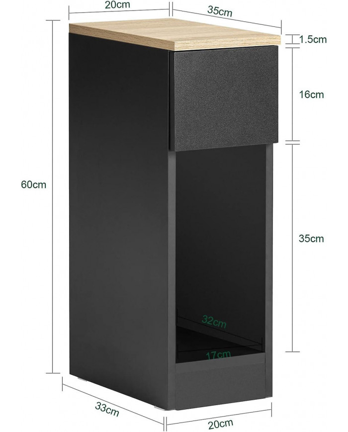 SoBuy Table de chevet Table d’Appoint Table Lampe Table Noir & Naturel, FBT111-SCH