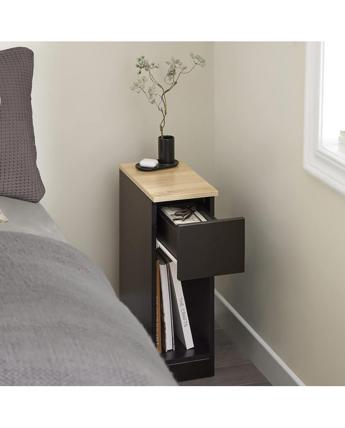 SoBuy Table de chevet Table d’Appoint Table Lampe Table Noir & Naturel, FBT111-SCH