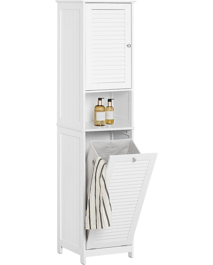 SoBuy Armoire haute avec panier à linge, BZR124-W